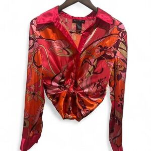 Pink and orange silk blouse with‎ a boho vibe size 12
